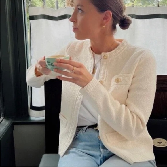 H&M Lady Jacket Cardigan Sweater Gold Buttons NWT SOLD OUT - Picture 2 of 10